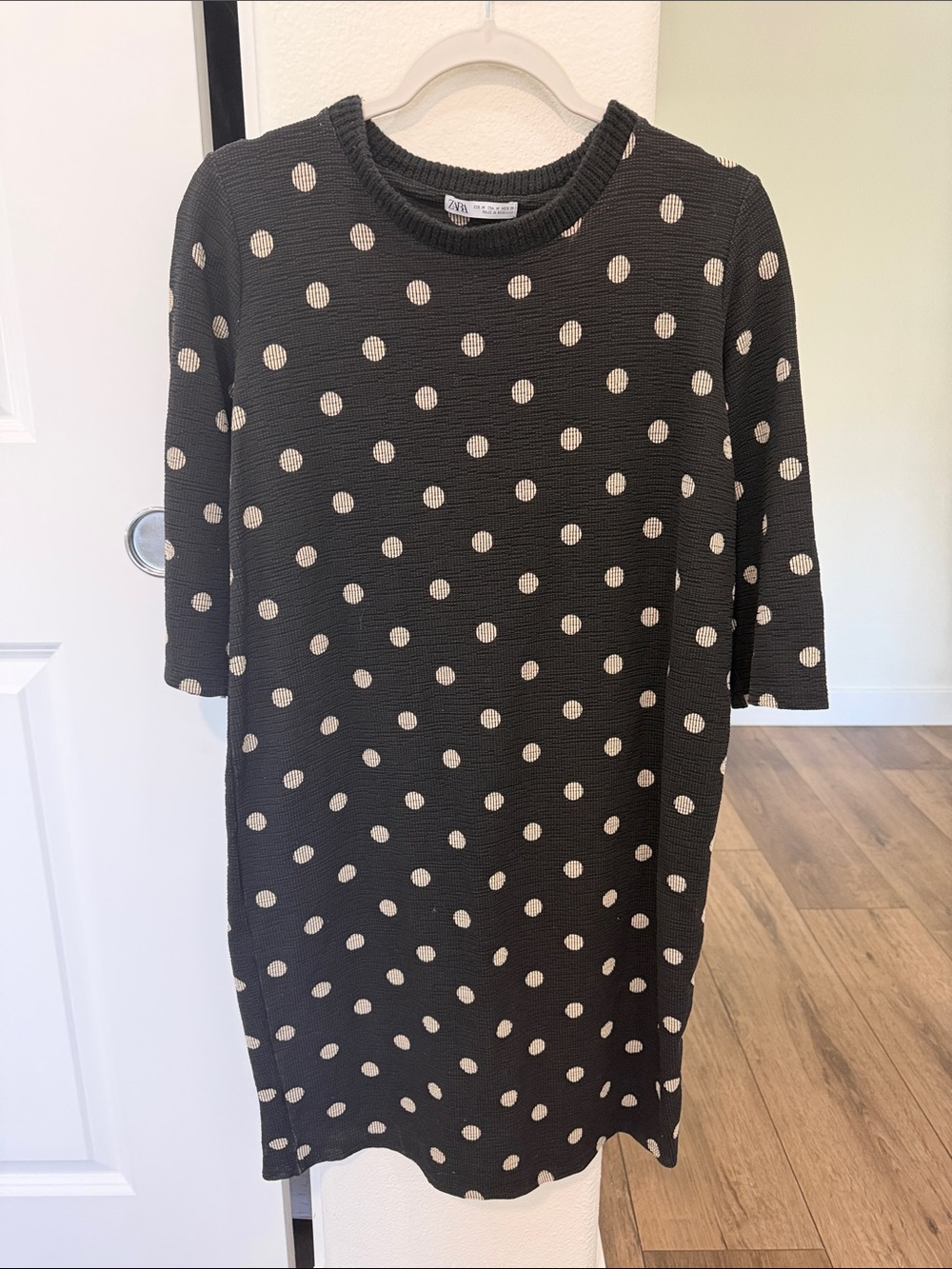 Zara Black Dress with Cream Polka Dots